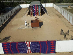 Photo of the Tabernacle Courtyard model at the Great Passion Play.